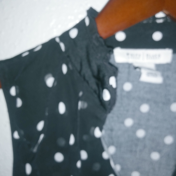 White House Black Market XS Sleeveless Mini Dress Black White Polka Dot - Picture 3 of 11